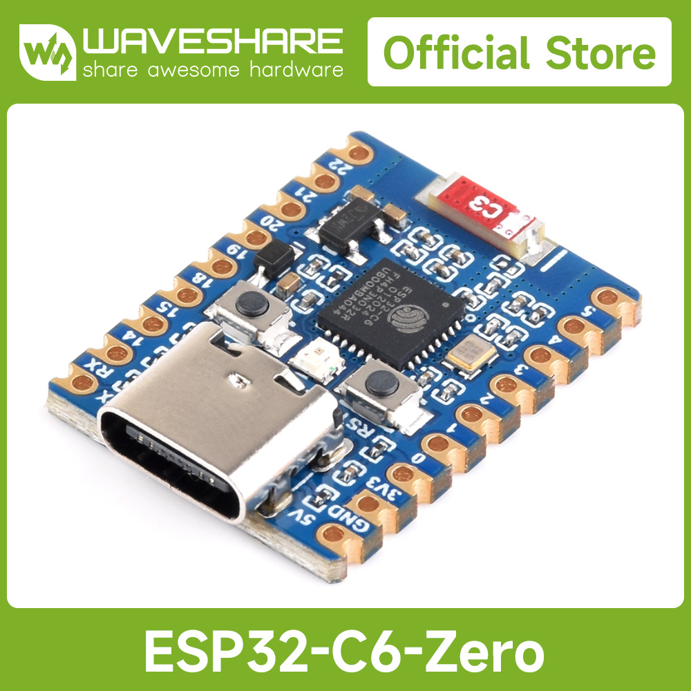 Espressif Esp32 - Waveshare ESP32-C6 ミニ開発ボード、ESP32-C6FH4 ベースのデュアルプロセッサ、2.4GHz WiFi 6