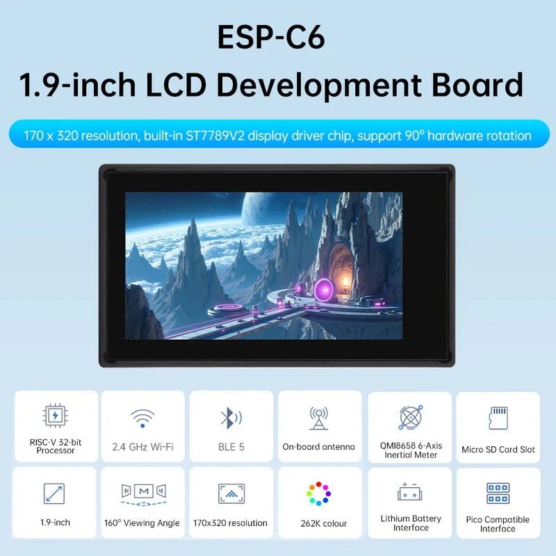ESP32-C6 1.9 インチ LCD スクリーン開発ボー - Esp32 C6 のレビューと価格