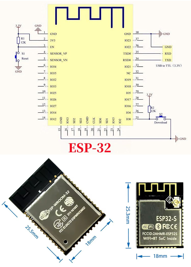 ESP32、ESP-32S、ESP-12E、ESP-12F、 - Esp32 Wifi Bluetooth Module のレビューと価格